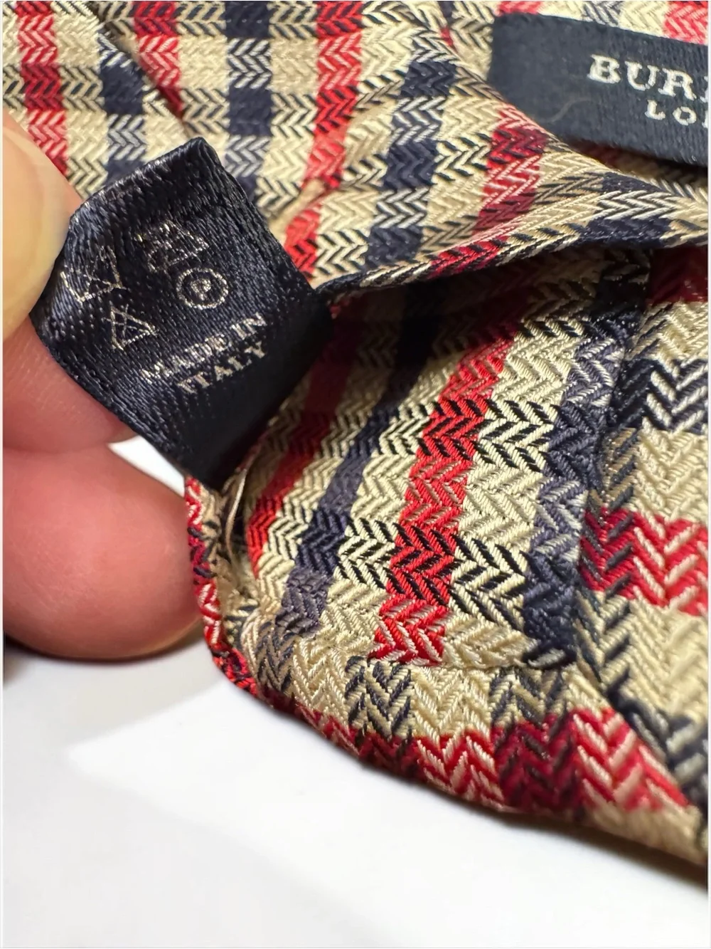 Burberry Silk Plaid Tie Red Blue